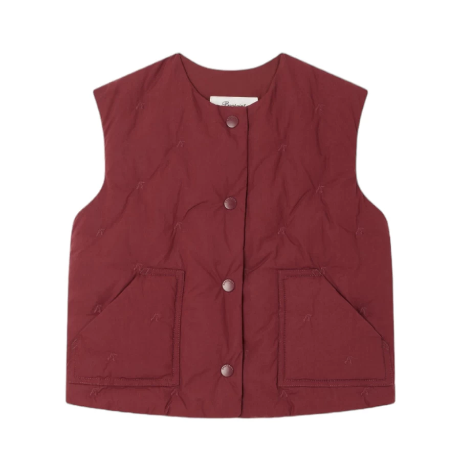 "KIDS21 Burgundy Quilted Gilet for Kids – Warm & Stylish Winter Vest"