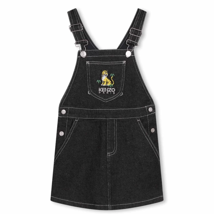 KIDS21 Black Kotora Denim Dress for Kids - Stylish & Comfortable Jeans Dress