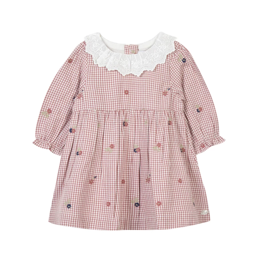"KIDS21 Pink Check Dress for Girls - Stylish & Comfortable Kids' Dress"