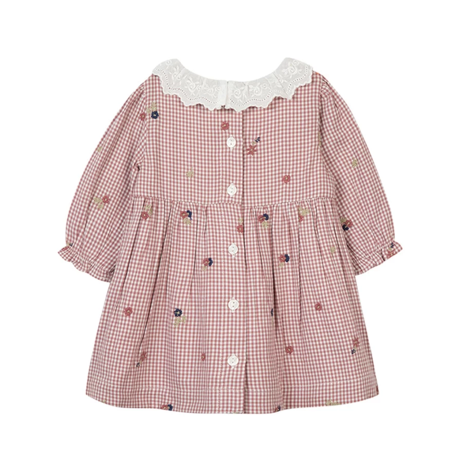 "KIDS21 Pink Check Dress for Girls - Stylish & Comfortable Kids' Dress"