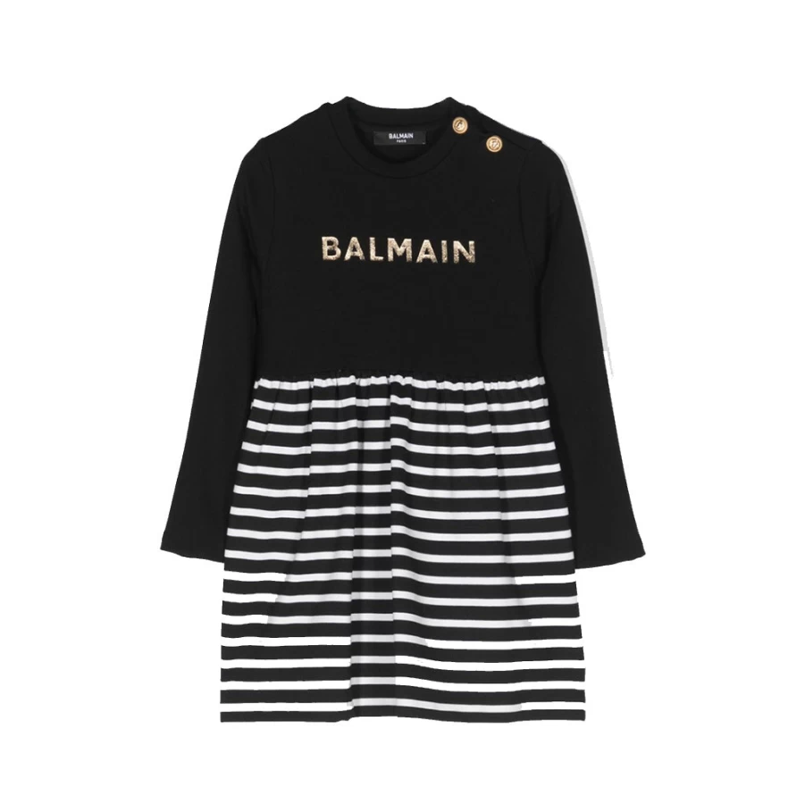 KIDS21 Black Logo Stripe Dress for Kids - Stylish and Comfortable