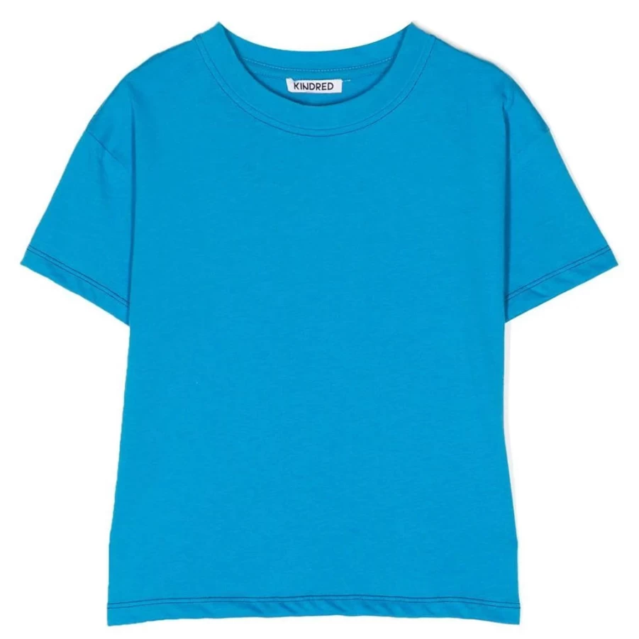 "KIDS21 Blue Contrast Stitch Short Sleeve T-Shirt for Kids"