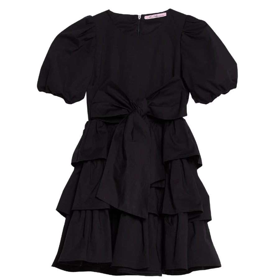 "KIDS21 Black Bow Dress for Girls - Elegant Kids' Party Dress with Bow Detail"