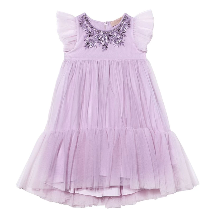 KIDS21 Purple Tulle Dress for Girls - Elegant Tres Chic Party Gown