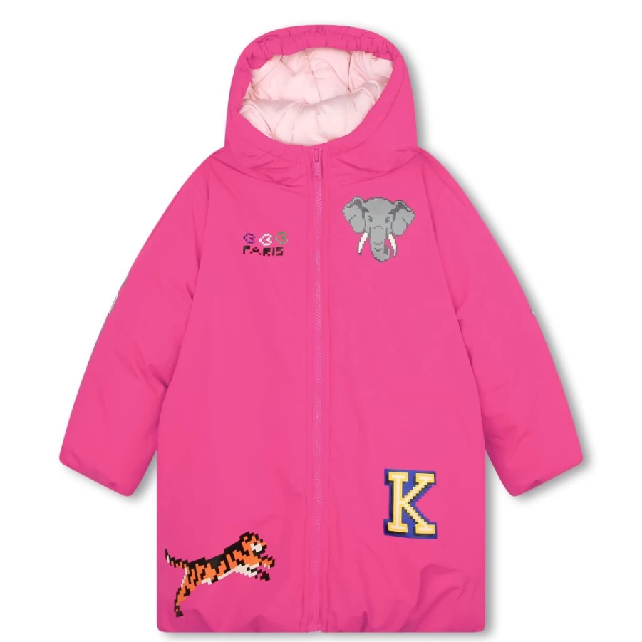 Pink Jungle Animals Puffer Jacket for Kids by KIDS21 - Cozy Winter Coat