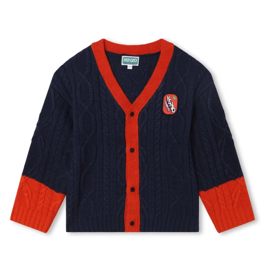 KIDS21 Navy Kids' Knitted Cardigan with Embroidered Badge - Stylish Cozy Sweater for Children