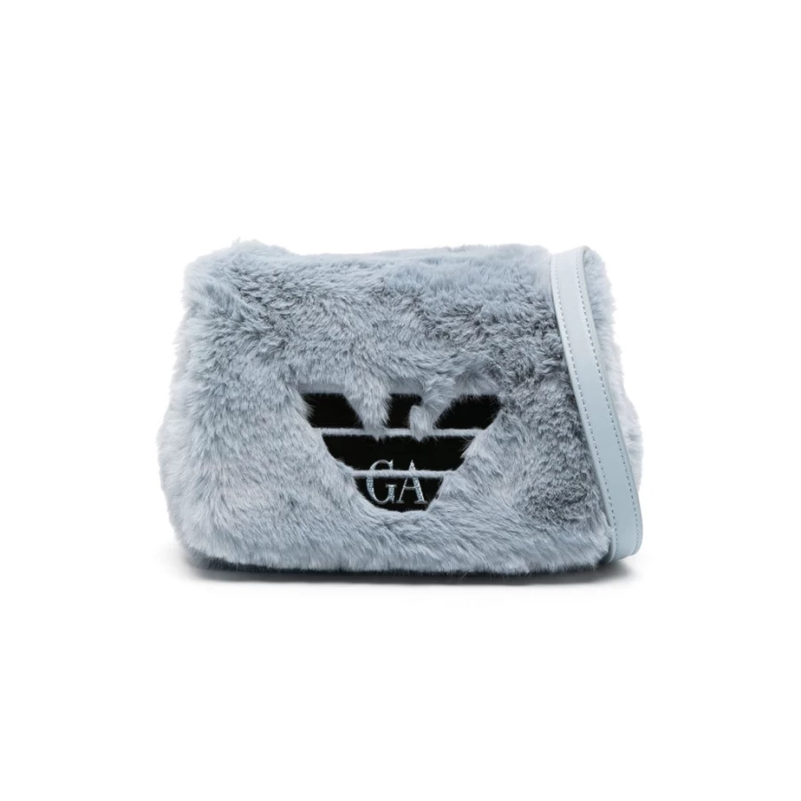KIDS21 Light Blue Furry Logo Bag for Kids - Stylish & Soft Designer Handbag