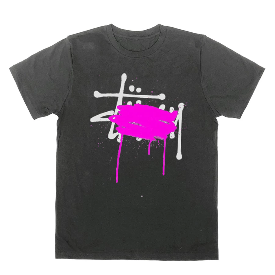 KIDS21 Black Stussy Cross Graphic T-Shirt for Men and Women - Streetwear Cotton Tee