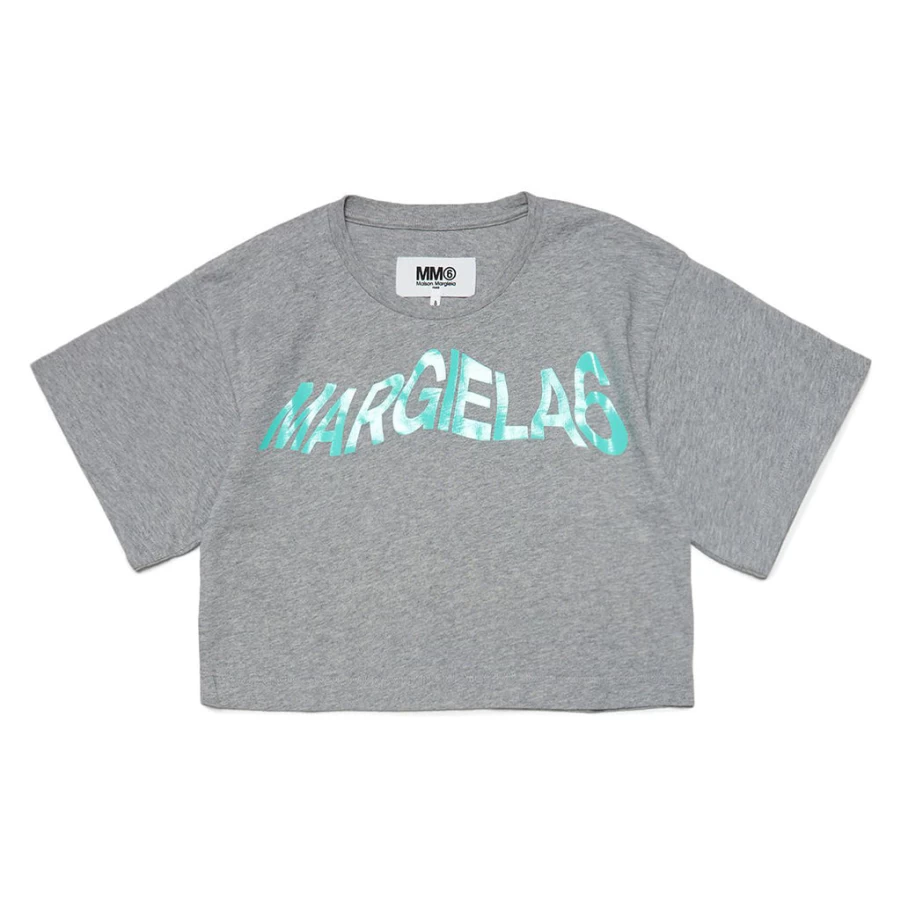 KIDS21 Grey Logo Cropped T-Shirt for Kids - Stylish & Comfortable Cotton Tee