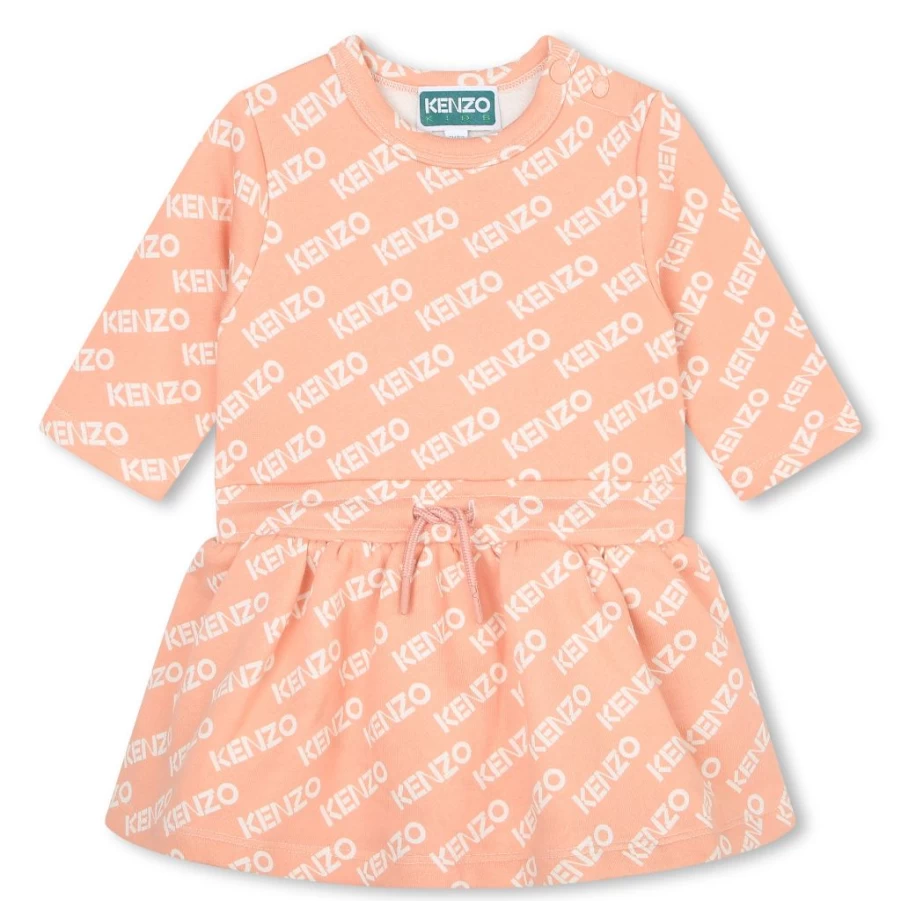 KIDS21 Pink Kenzo-Inspired Logo Allover Dress for Kids