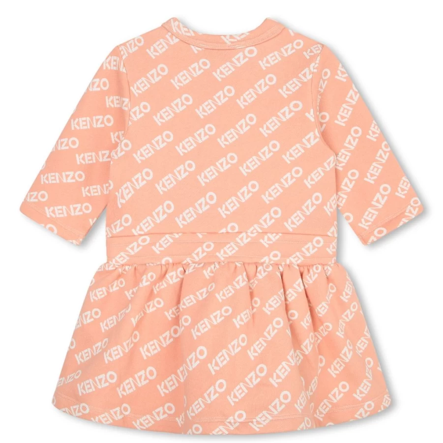KIDS21 Pink Kenzo-Inspired Logo Allover Dress for Kids