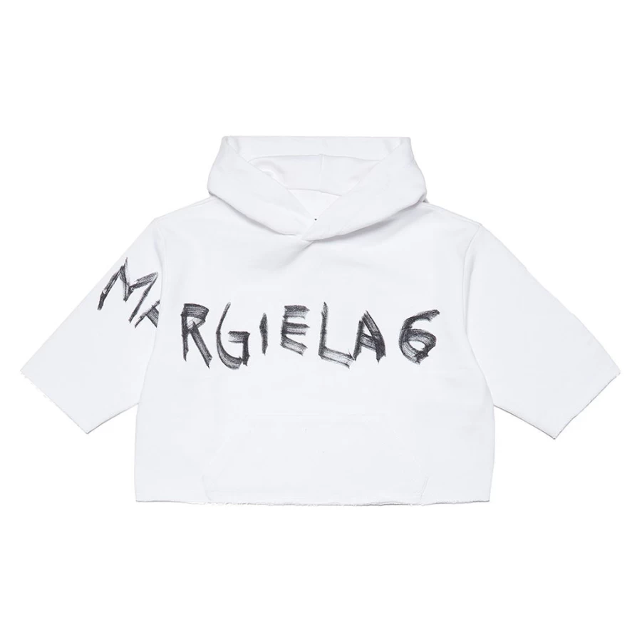 KIDS21 White Logo Cropped Hoodie for Kids - Stylish & Comfortable Pullover