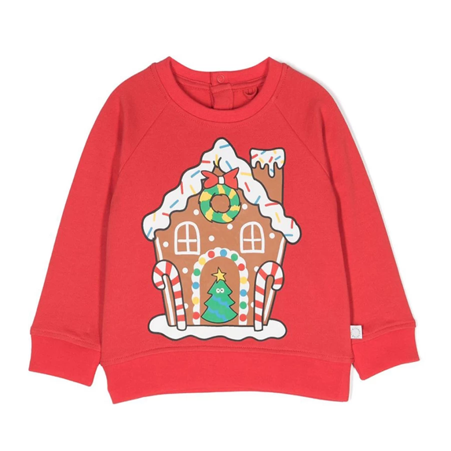"KIDS21 Red Gingerbread House Christmas Sweatshirt for Kids Holiday Cozy Pullover"