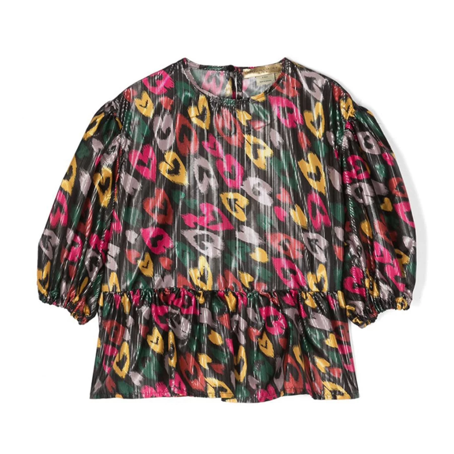 KIDS21 Black Hearts Peplum Top for Girls - Stylish Flared Blouse for Kids