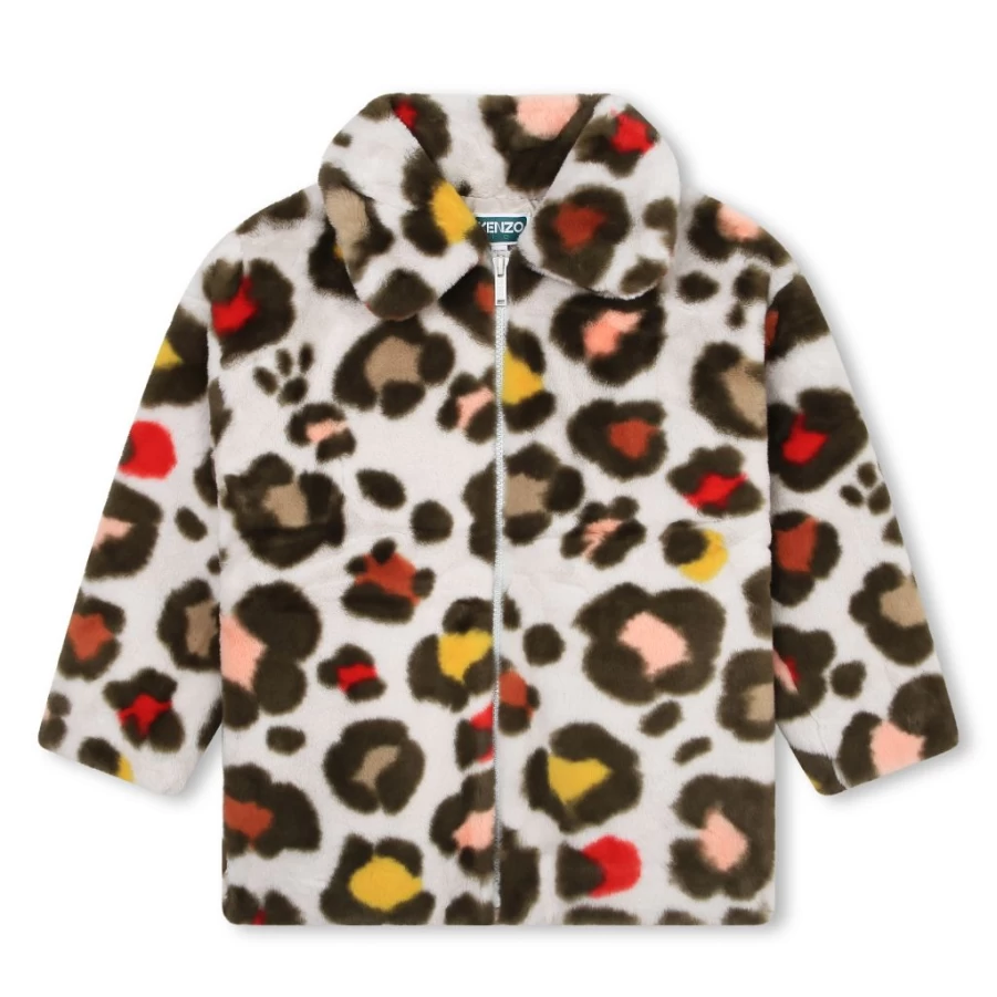 "KIDS21 Multi-Colored Leopard Print Coat for Kids – Stylish Animal Pattern Jacket"