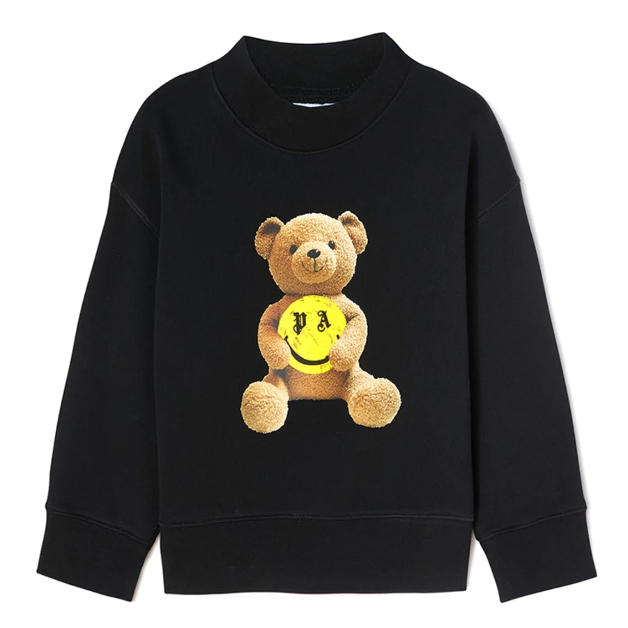 KIDS21 Black Classic Curved Logo Crewneck Sweatshirt for Kids