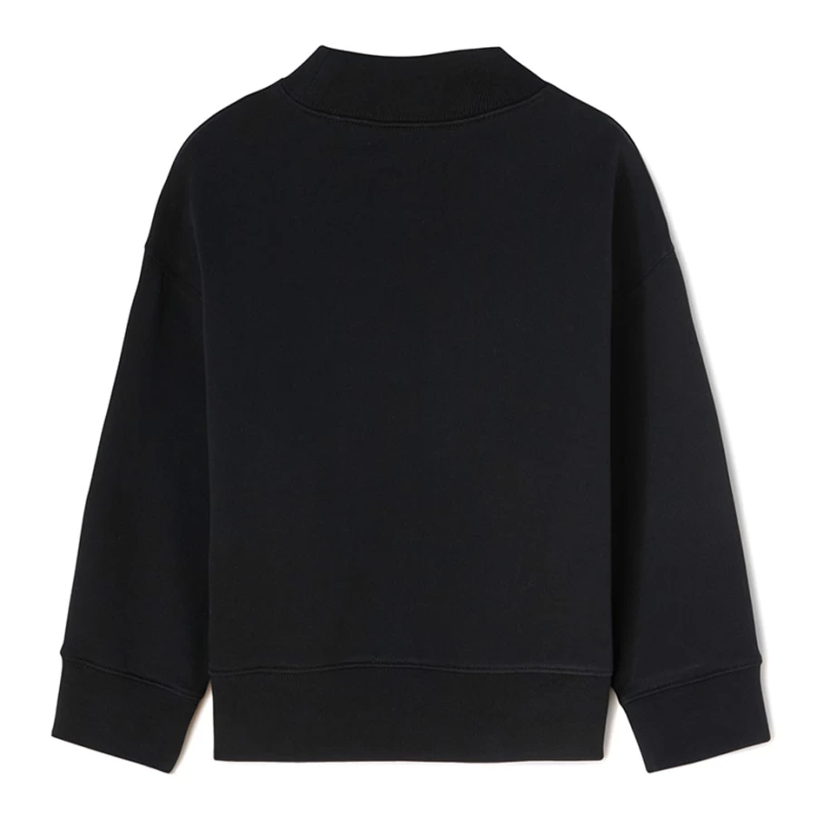 KIDS21 Black Classic Curved Logo Crewneck Sweatshirt for Kids