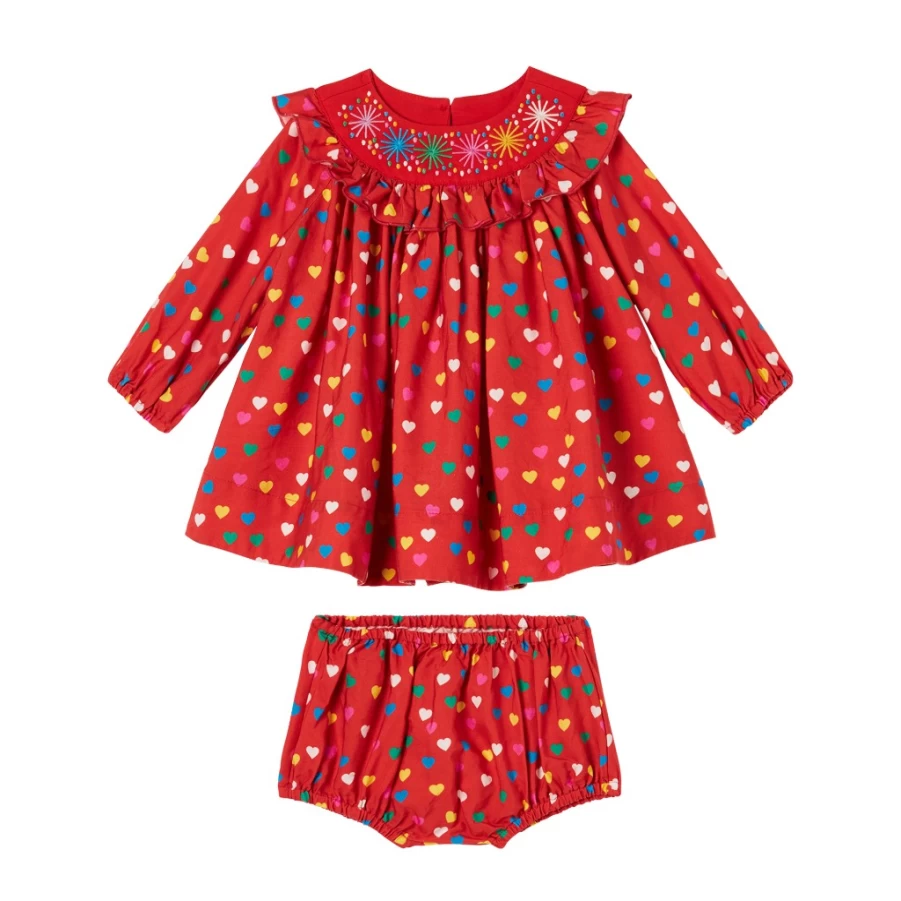 KIDS21 Red Party Hearts Dress for Kids - Festive Heart Print Party Wear