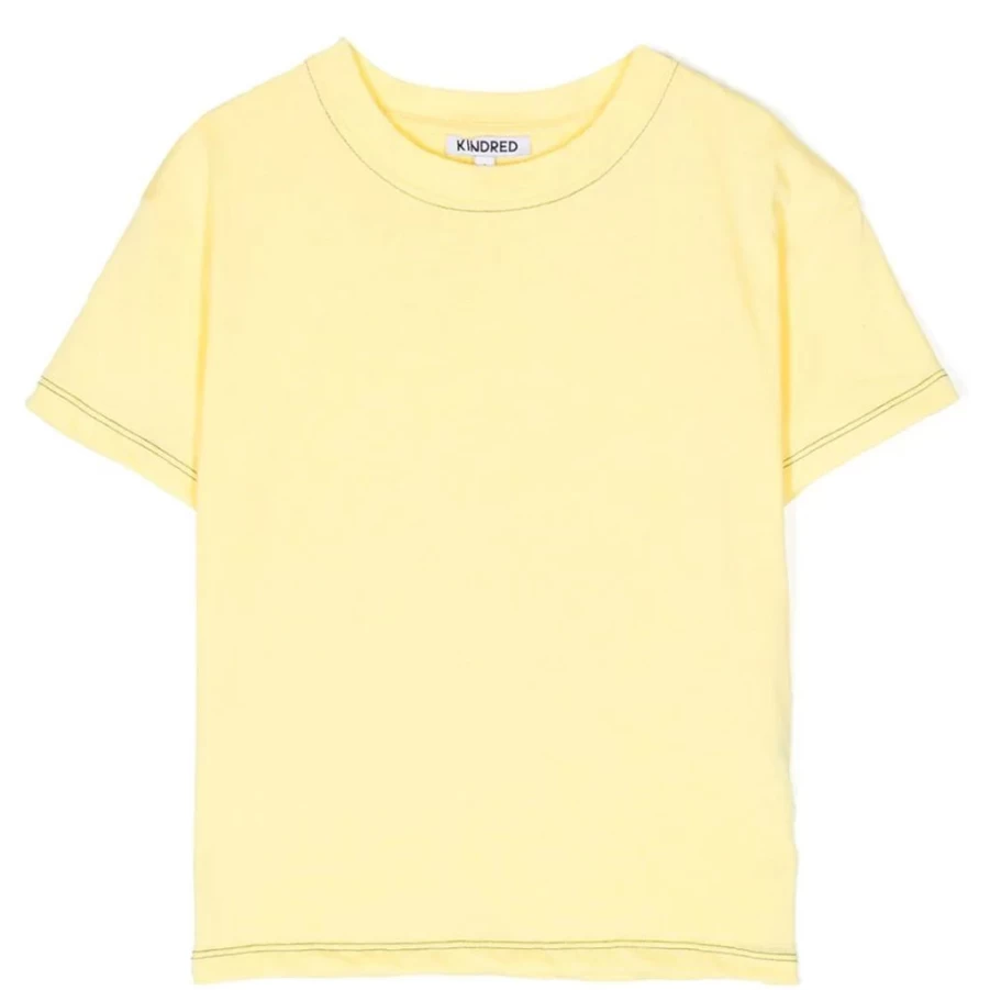 "KIDS21 Yellow Contrast Stitch Short Sleeve T-Shirt for Kids"