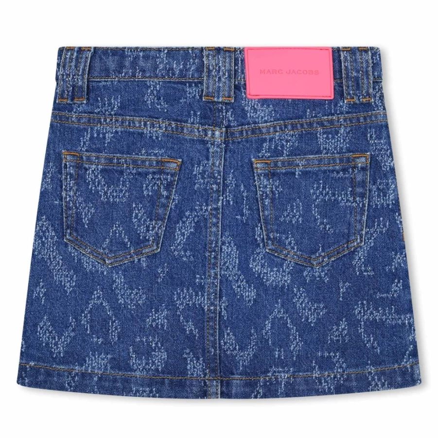 KIDS21 Cheetah Print Laser Cut Denim Skirt for Women - Indigo Blue Distressed Jeans Skirt with Animal Pattern