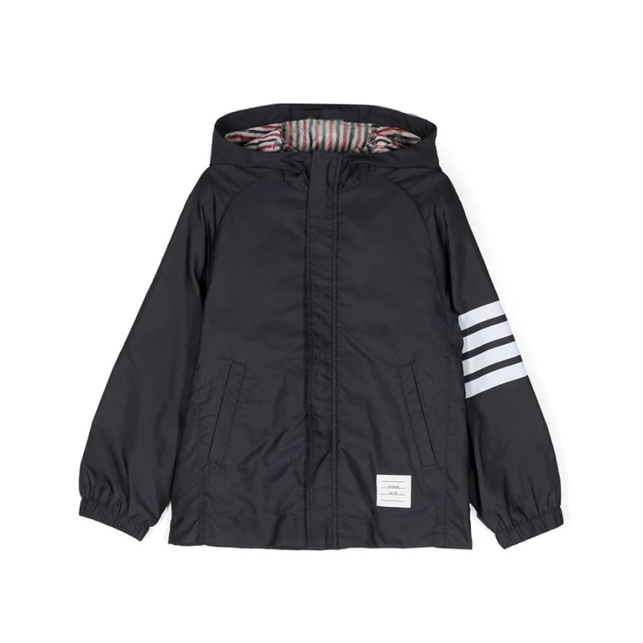 KIDS21 Navy Four-Bar Hooded Jacket for Kids - Stylish & Comfortable Outerwear