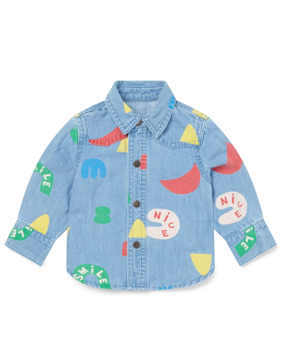 KIDS21 Blue Geometric Print Boys' Casual Shirt - Fun All-Over Pattern Kids' Top
