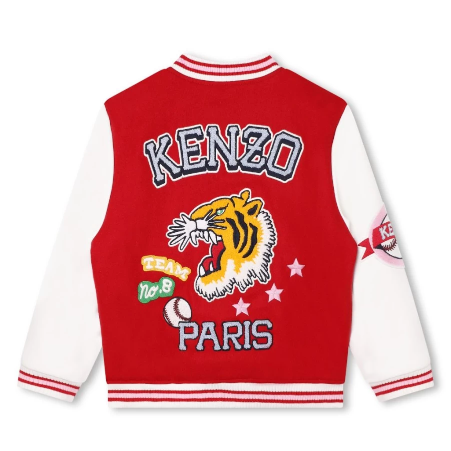 "KIDS21 Red Varsity Tiger Jacket for Kids - Stylish Baseball Bomber Jacket"