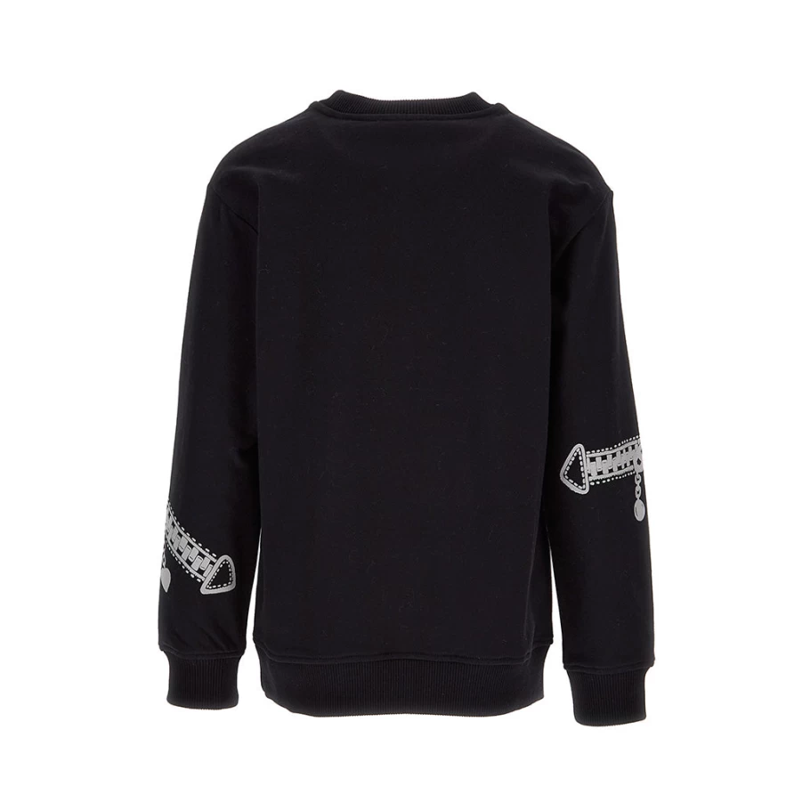 "KIDS21 Black Biker Jacket Print Sweatshirt for Kids - Stylish Motorcycle-Inspired Pullover"