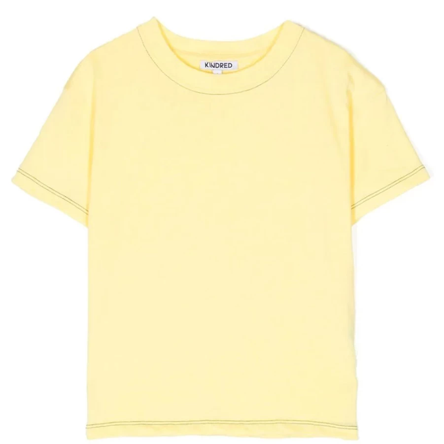 "KIDS21 Yellow Contrast Stitch Short Sleeve T-Shirt for Kids"
