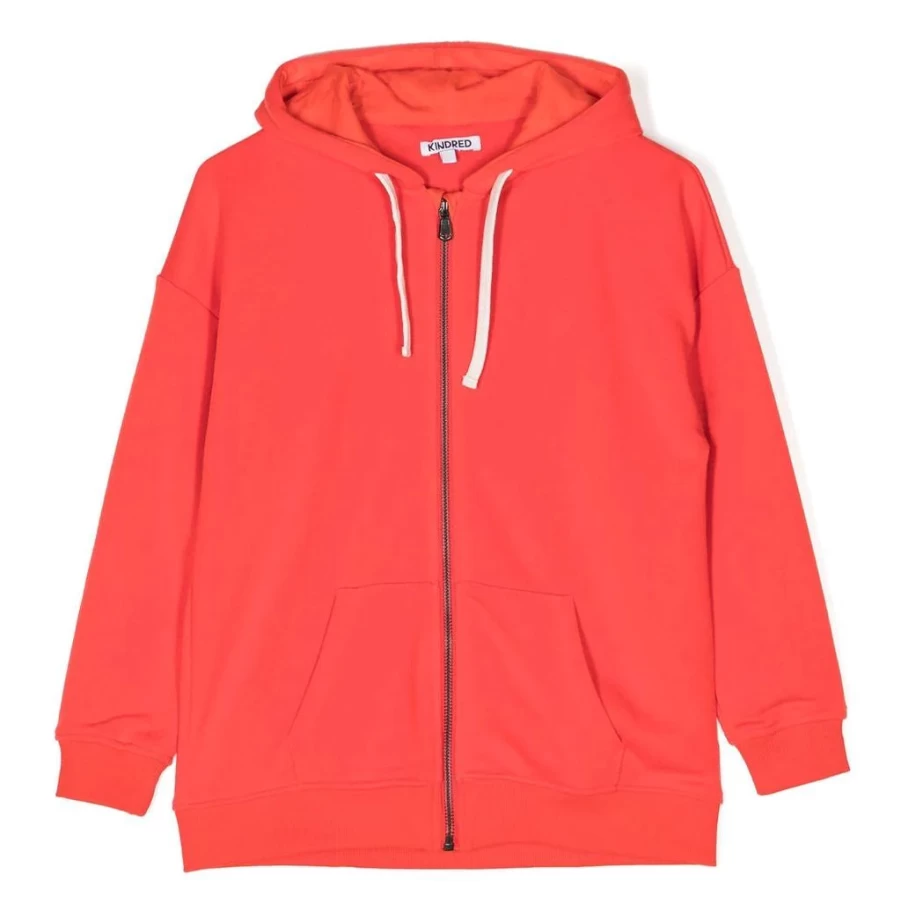 KIDS21 Red Drawstring Hooded Jacket for Kids - Comfortable & Stylish Zip-Up Hoodie