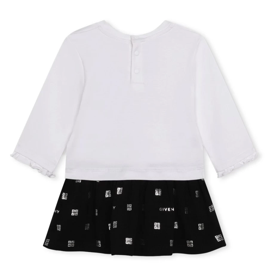 KIDS21 White Logo Embroidered Long Sleeve Casual Dress for Kids