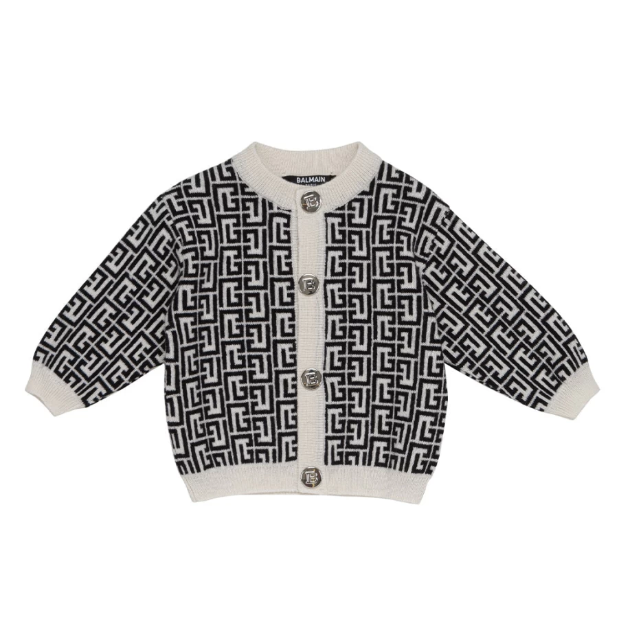 KIDS21 Black Logo Knit Cardigan for Kids - Stylish & Comfortable