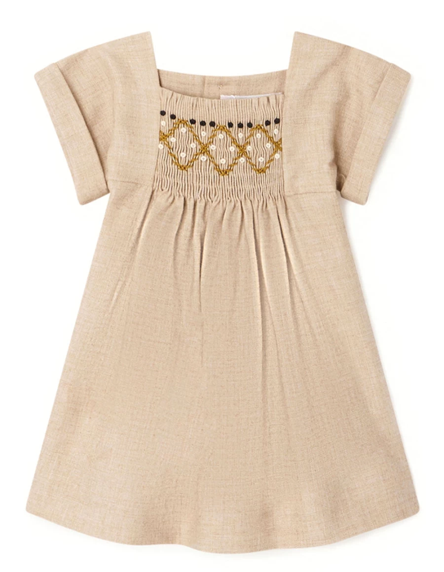 KIDS21 Girls' Peach Pais Dress - Floral Summer Dress for Kids