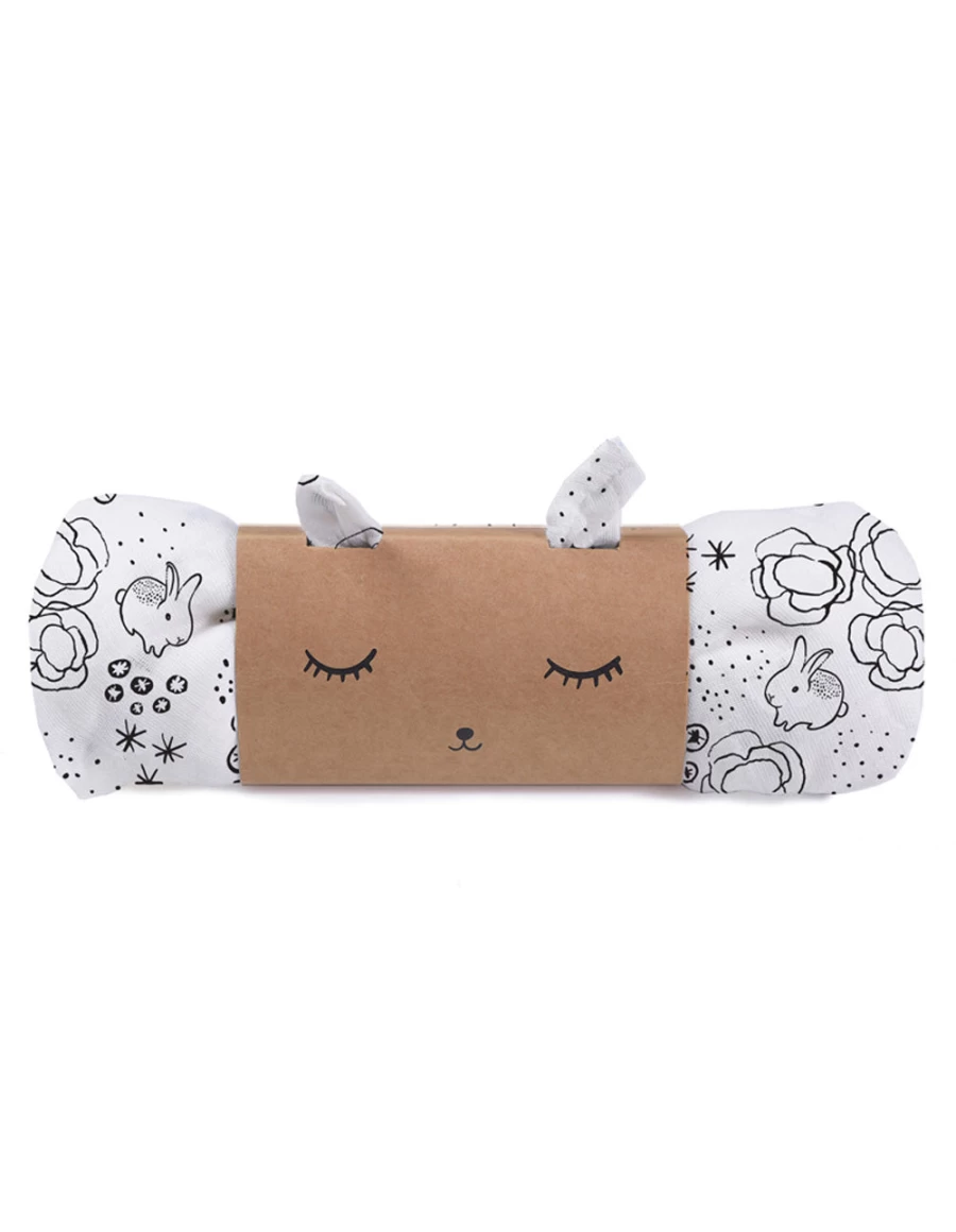 KIDS21 Organic Muslin Baby Swaddle Blanket - Soft White Bunny Design for Newborns