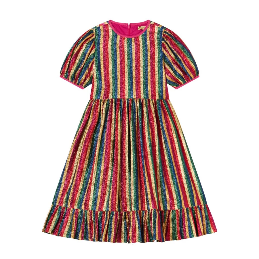 "KIDS21 Multi-Colored Stripe Organza Dress for Kids"