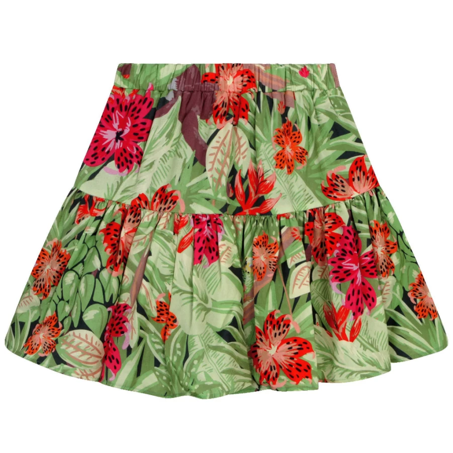 KIDS21 Multi-Colored Floral Print Flared Skirt for Girls - Stylish Greenhouse Design