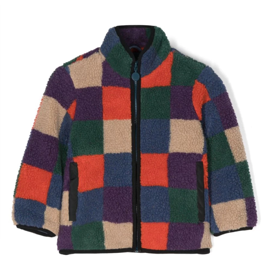 "KIDS21 Multi-Colored Checks Teddy Bear Jacket for Kids – Cozy & Stylish"