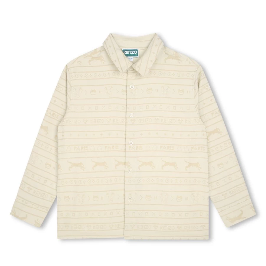 KIDS21 Ivory Multico Jacquard Long Sleeve Shirt for Kids