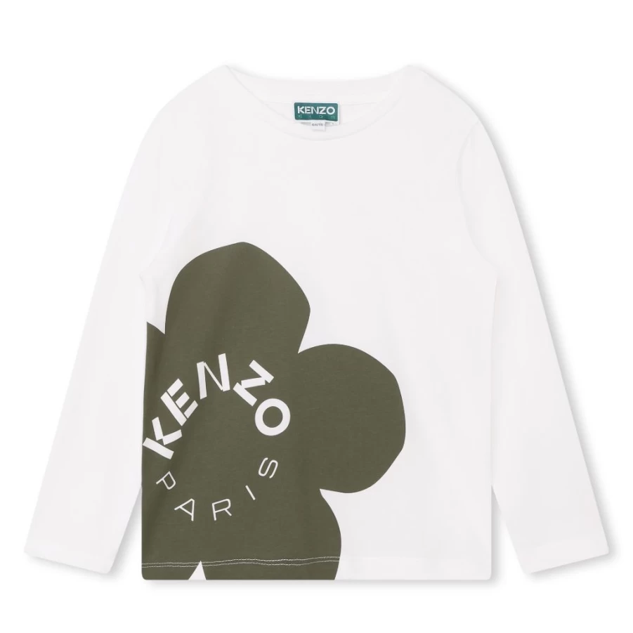KIDS21 Ivory Floral Logo Long Sleeve T-Shirt for Kids - Comfortable Cotton Top