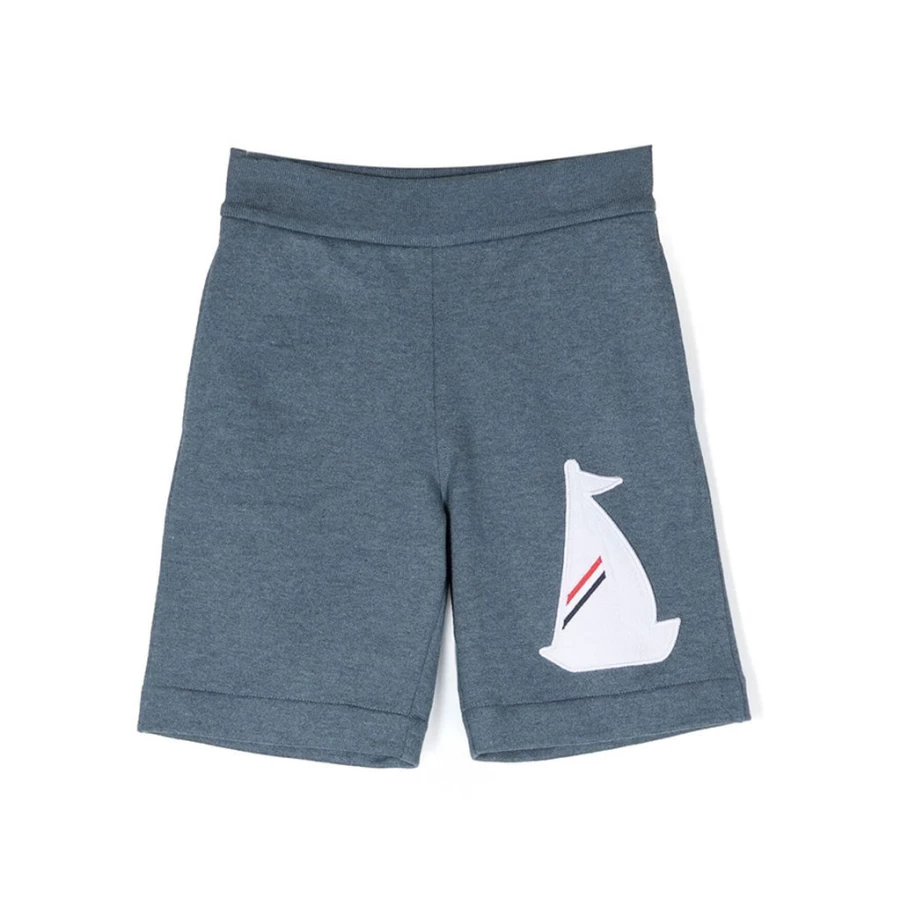 KIDS21 Navy Embroidered Patch Sweat Shorts for Kids - Comfortable Cotton Casual Shorts