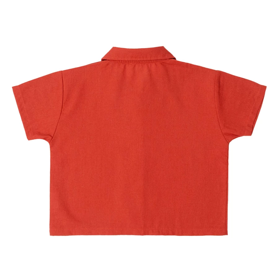 KIDS21 Red Air Linen Shirt for Kids - Breathable & Comfortable Summer Top