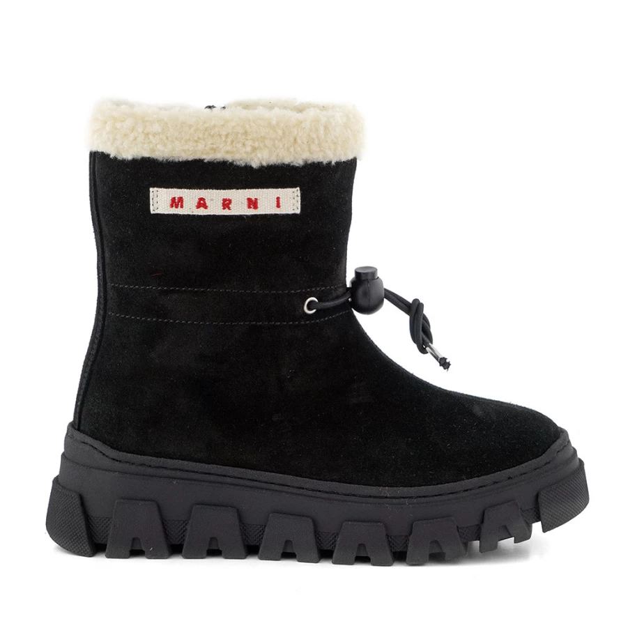 KIDS21 Black High Cut Suede Teddy Boots for Kids - Soft & Warm Winter Boots
