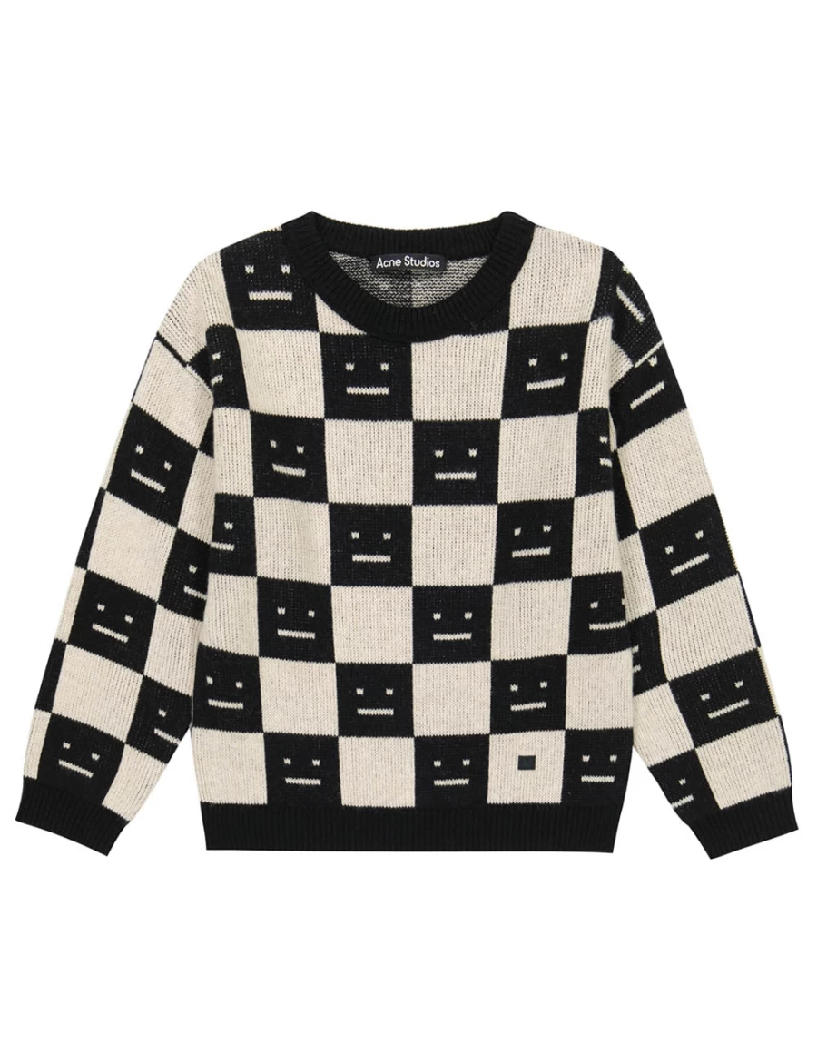 KIDS21 Black Mini Nimah Checkerboard Knit Sweater for Kids