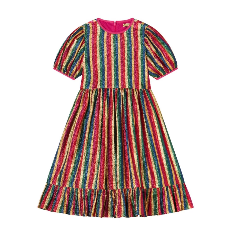 KIDS21 Multi-Colored Stripe Organza Dress for Kids - Elegant & Playful Design