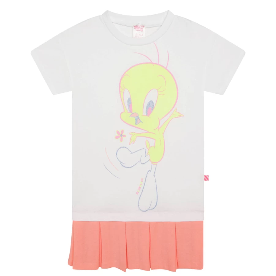 KIDS21 White Looney Tunes X Billieblush Short Sleeve Dress for Kids