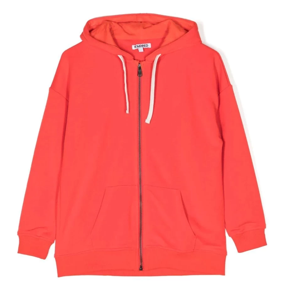KIDS21 Red Drawstring Hooded Jacket for Kids - Adjustable Comfortable Zip-Up Outerwear