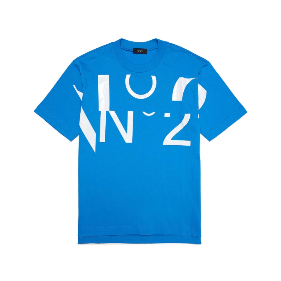 KIDS21 Blue Logo Printed T-Shirt for Kids - Comfortable Cotton Tee with Brand Emblem