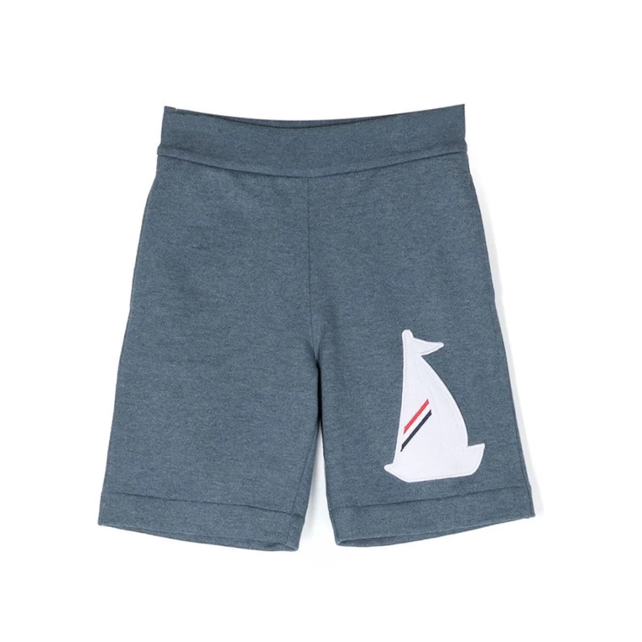 KIDS21 Navy Embroidered Patch Sweat Shorts for Kids - Comfortable Cotton Athletic Shorts