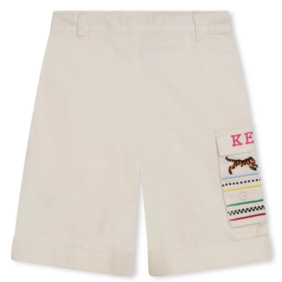 KIDS21 Ivory Embroidered Pocket Bermuda Shorts for Kids - Comfortable & Stylish