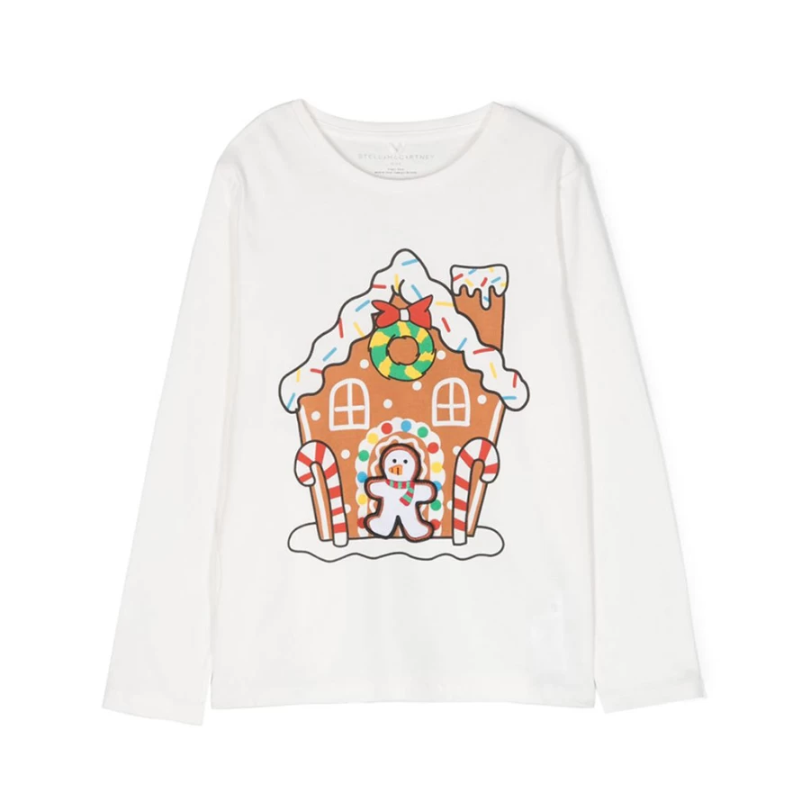 "KIDS21 Ivory Gingerbread House Christmas T-Shirt for Kids Holiday Festive Tee"